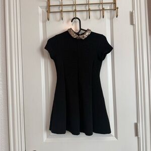 Zara Girl Black Dress with Sequin Collar